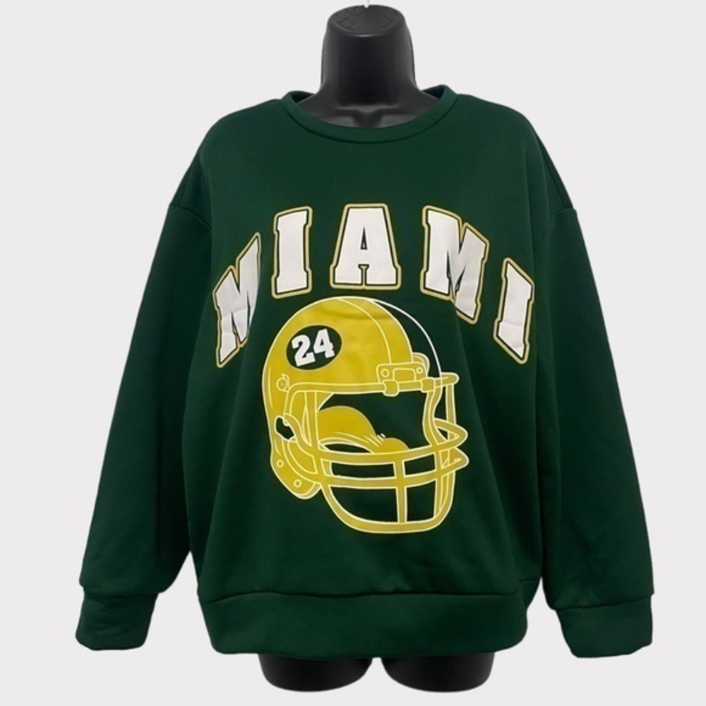 SHEIN Green Oversized Miami Football Sweatshirt Size Small